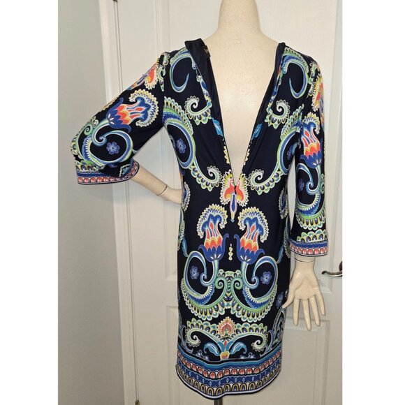 Laundry by Shelli Segal Three Quarter Sleeve Square Neck Printed Dress Size 4 - Picture 7 of 13